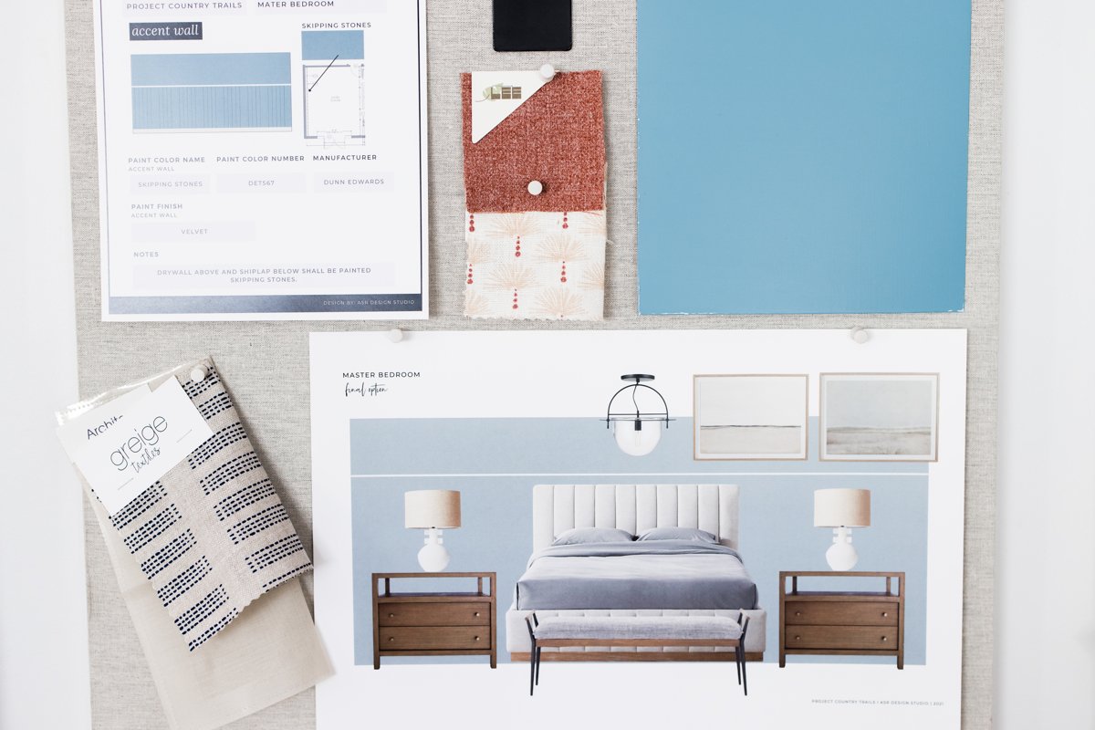 Paint swatches tested against furnishings, ASR Design Studio